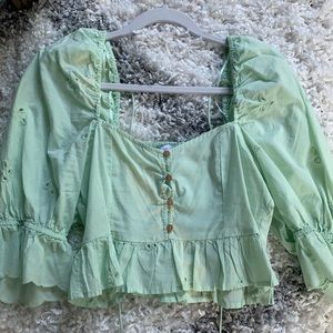 Zara Green Peplum top